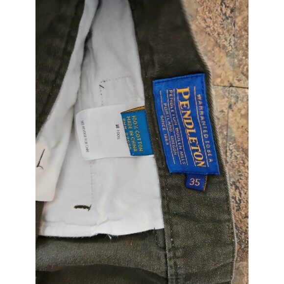 Men's‎ Pendleton Green pleat linen cotton blend casual shorts 35 VTG MINT - Picture 4 of 6